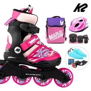 K2 인라인 스케이트 루미 프로 핑크+헬멧+가방+보호대 아동 어린이 유아 인라인스케이트 신발항균건조기 휠