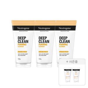 뉴트로지나 NEW 딥클린 포밍 클렌저 150g, 3개 + 증정(아크네 폼 10g, 2개)