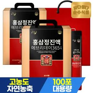 [2/4 11~15시 홍삼20포 더]순수식품 6년근 홍삼 스틱 2박스(200포+쇼핑백) 홍삼정진액 에브리데이 365