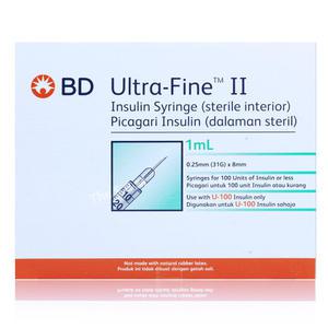 328820 비디 울트라파인2 인슐린 주사기 1박스 100개[31G 8mm 1ml]BD 펜니들 주사바늘 울트라파인