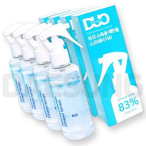 듀오 소독용 에탄올 83% 스프레이150ml (4개) 뿌리는 손소독 제