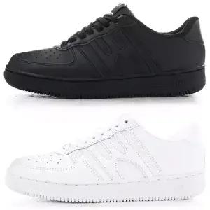 천연가죽 검정 흰색 남자 여자 운동화 유니포스