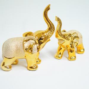 황금코끼리2p세트 코끼리 장식소품 황금코끼리 인테리어소품 집들이 개업선물 장수의상징  코끼리