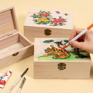 [문구티쳐] 민화샵 나무보석함(중) 보석함 나무공예 원목 DIY 보석함 다용도 정리함/수납함/액세서리함