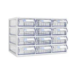 [국내생산 완제품] 모아이샵 스마트 정리함(12칸) 투명수납함 플라스틱서랍장 소품정리함 수납함