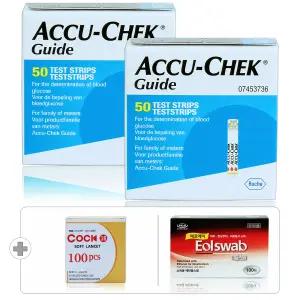 (27|06월)로슈 아큐첵 가이드 당뇨 혈당 검사지 시험지 측정지 100매+침 100개+솜 100매