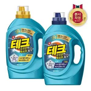[엘지생활건강]테크 호르몬 특유취 제거 실내건조 액체세제 용기 2.7L X 2개 택 1