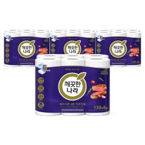 깨끗한나라 셰프키친 프리미엄 3겹 130매 6롤 4팩 키친타월 휴지