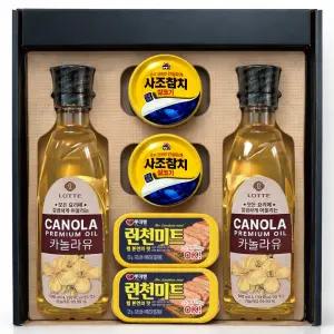 명절오일선물 소망종합선물세트6P(오일2개+참치2개+햄2개) 롯데 사조 햄 참치세트