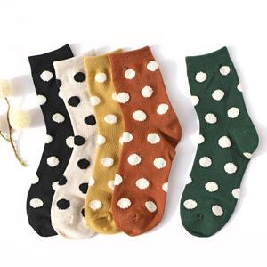 여성 중목 패션양말 포인트 컬러 땡땡이 도트 양말 세트