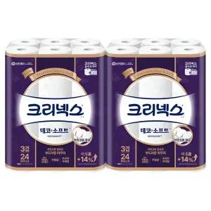 크리넥스 천연펄프 3겹 데코앤소프트, 28m, 24롤, 2개