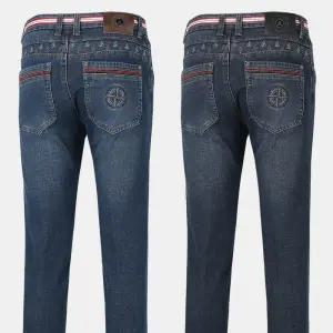 남성 기모 컬러 스판 워싱 청바지 G568 중년 겨울