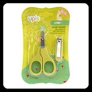 유피스/유아용 손톱 위생세트/손톱깎기+손톱가위/튀지않는받침대/유아가위/합성고무손잡이