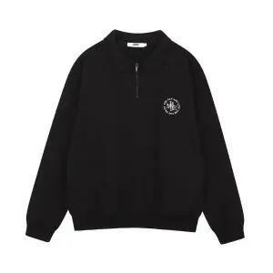 [잠뱅이]공용) 카라 반집업 맨투맨 티셔츠(오버핏)_AM4WTS895-BK