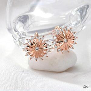 [셀러허브]14K 금침 로즈골드 컷팅 원터치 링 별 태양 귀걸이 (S8539001)