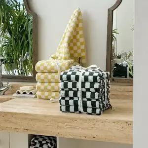 테리파머 체커 200g 호텔수건 5장 타올 타월 세트 리본선물포장 세면 목욕 답례품  코마사 패턴코마사 30수 답례품