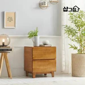 러버 원목 고무나무 2단 수납장 서랍장 500
