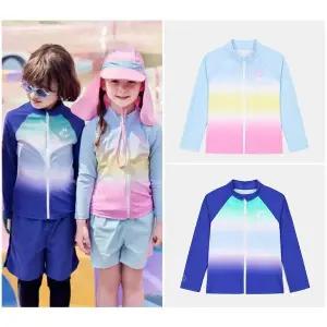 [네파키즈](강남점)24SS   KKD3001 컬러링 래시가드 집업 탑