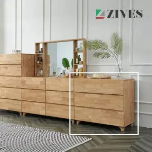 [지베스] 코나3 고무나무 원목 3단 800 서랍장