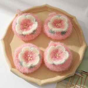 미소진 벚꽃 아크릴 수세미 4P