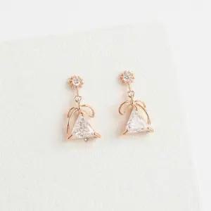 [셀러허브]여자 금색 트라이앵글 분홍 드롭 큐빅 귀걸이 (S17175455)