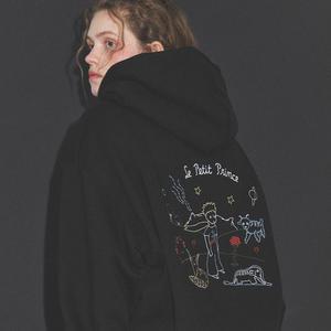 Le Petit Prince 자수 후드티 블랙