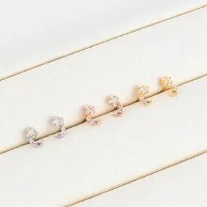 [셀러허브]여자 큐빅 두꺼운 별모양 분홍 색상 달 귀걸이 (S18886257)