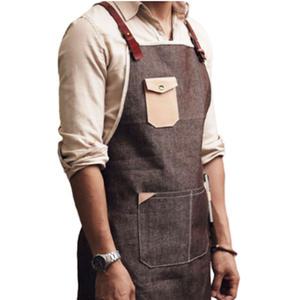 남성 주방 공방 유치원앞치마 빵집앞치마 세련된 미술 포켓 데님