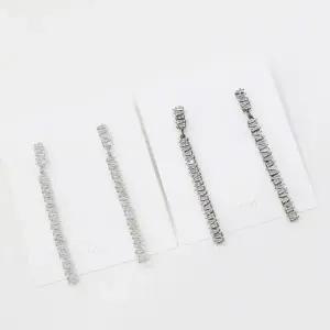 [셀러허브]여자 2종 드롭 테니스체인 검정 롱 귀걸이 (S23461081)