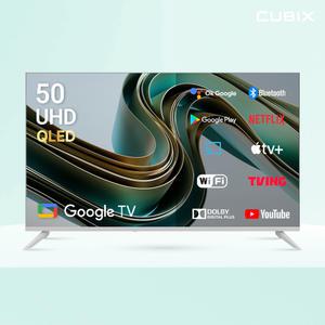 큐빅스 127cm 50인치 화이트에디션 스마트TV UHD 4K QLED 구글 티비 1등급 스탠드형 벽걸이형