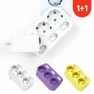 [1개+1개] 더좋은 멀티탭 회전 3구 개별 콘센트