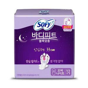생리대 쏘피 바디피트 슈퍼롱 안심숙 면 33 오버나이트 12입 쏘피생리대