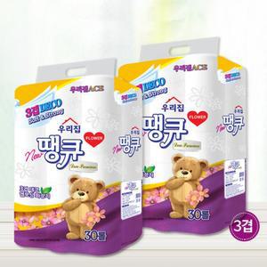 국산 우리집 플라워땡큐 3겹30롤 화장지 휴지 이중포장 안심