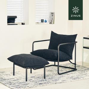 [롯데백화점]지누스 켄트 1인 소파 스툴 세트 (블랙/블랙)