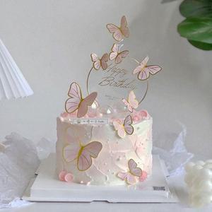 나비 케이크 장식 생일 토퍼 축제 플러그인 베이킹 삽입 플래그 파티 웨딩
