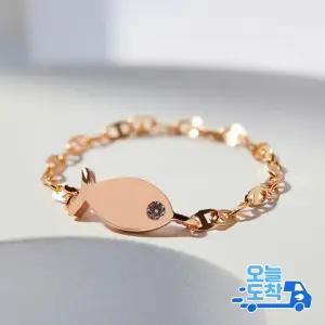 14K 18K 럭키 다비 물고기 체인 반지