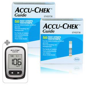 (27|07월)로슈 아큐첵 가이드 당뇨 혈당 검사지 시험지 측정지 2박스 100매+(가이드 미 혈당계)