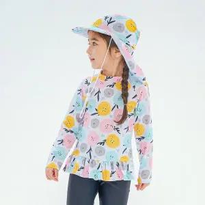 [아이스샌드](의정부점)키즈 유아 여아동 래쉬가드 플랩캡 수영복세트 BR-355104