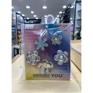 [보리보리/크록스 슈즈]실버 플라워 5팩 지비츠  10013258