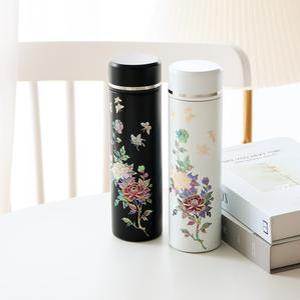 나전칠기 채색목단 스텐 자개텀블러 500ml