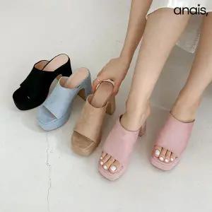 [하프클럽/]스웨이드 통굽 가보시 슬리퍼 10cm_25S331