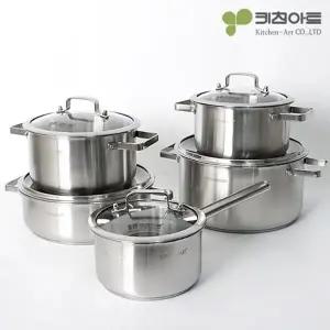 [키친아트] 올가 IH 인덕션 스텐냄비 5종세트(18편수+20양수+22양수+26...