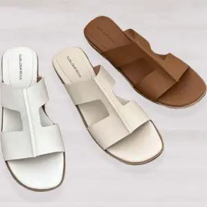 여성 클래식 단색 슬립온 오픈토 샌들