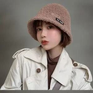 여성용 캐주얼 방한 겨울 벙거지 모자 컬러 라벨