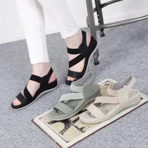 여자 여름 밴딩 스트랩 발편한 키높이 웨지 샌들