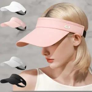 여성 스포츠 여름 자외선 차단 신축성 로고 기본 썬캡