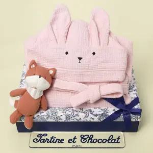[롯데백화점]타티네쇼콜라 허그미목욕가운+여우애착딸랑이인형세트(출산백일돌선물)TNJXGW03XP-145