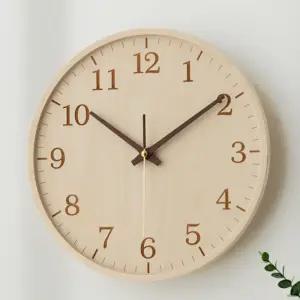 플라이토 자작나무 무소음 벽시계 아날로그 원형 초침 거실 사무실 벽걸이 시계 이사 개업 선물 29cm