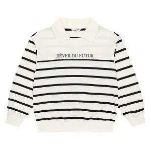 [소이] 남아 스트라이프 레터링 카라 맨투맨 티셔츠 23F5401_IV [P003674673]