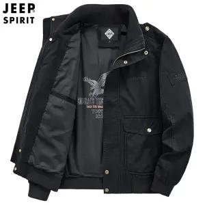 JEEP SPIRIT 봄 가을 남성 순면 멀티 포켓 스탠드업 칼라 재킷